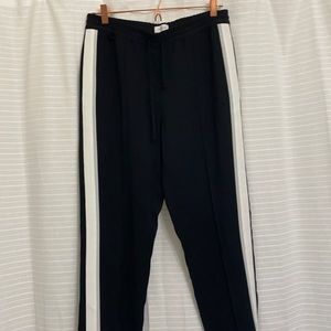 Black Jogger Pants with White Side Stripes